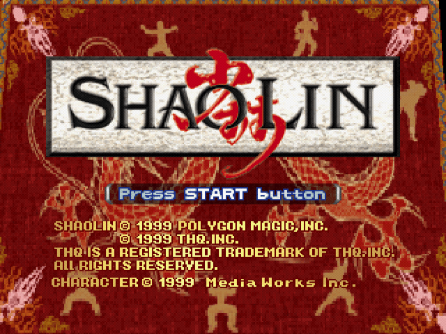 Shaolin title screen for Playstation